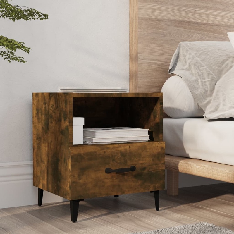 Berkfield Bedside Cabinet Smoked Oak Engineered Wood