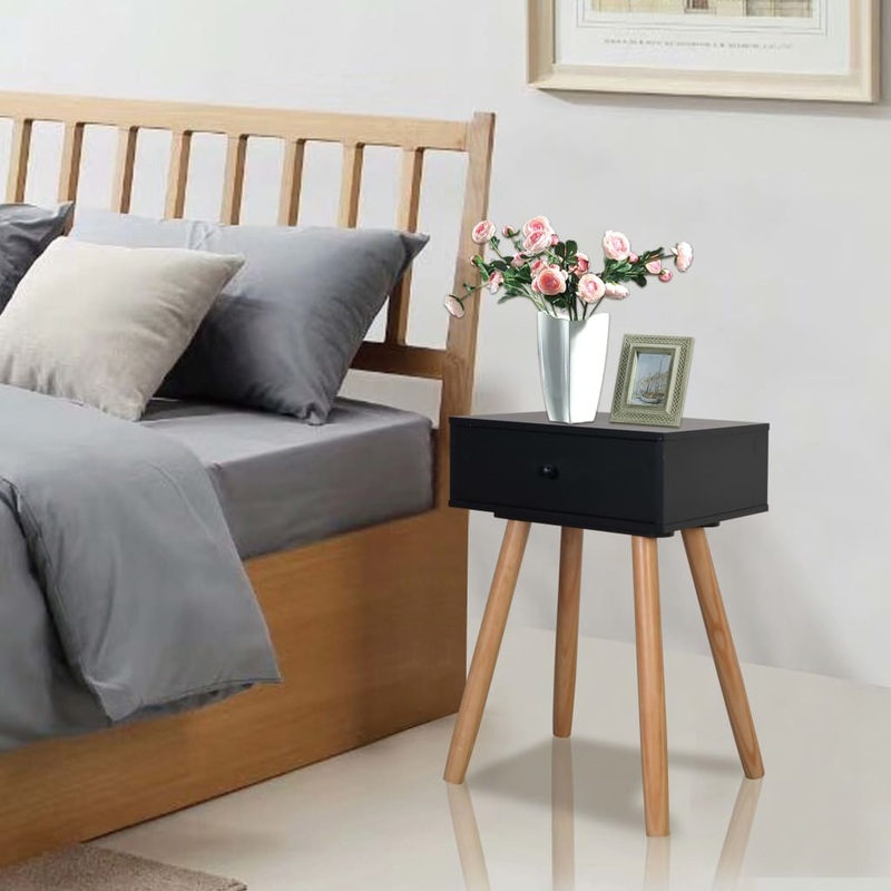 Berkfield Bedside Tables 2 pcs Solid Pinewood 40x30x61 cm Black