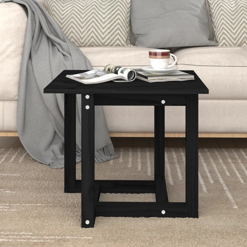 Berkfield Coffee Table Black 50x50x45 cm Solid Wood Pine