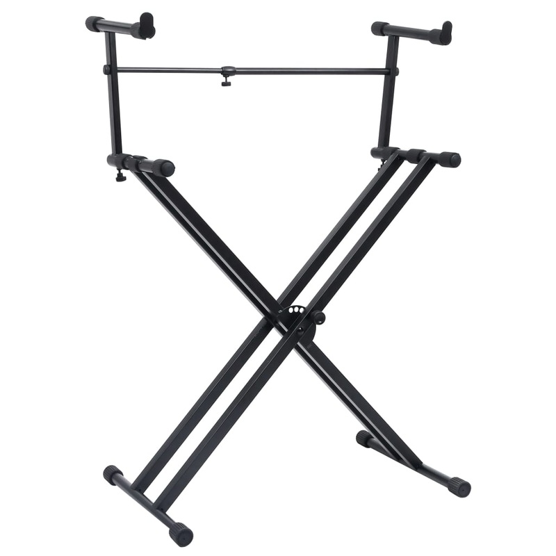 Berkfield Double Braced Keyboard Stand X-Frame Black