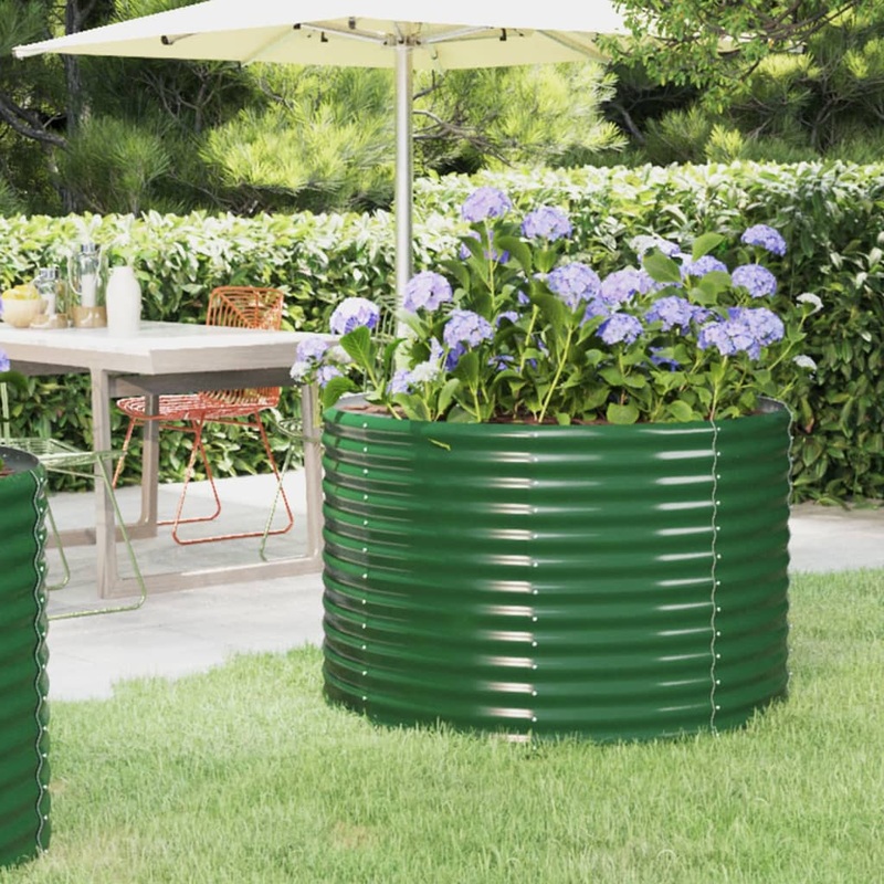Berkfield Garden Raised Bed Powder-coated Steel 100x100x68 cm Green