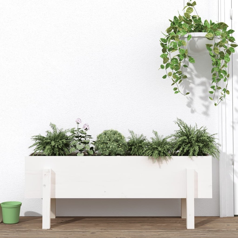 Berkfield Garden Raised Bed White 101x30x38 cm Solid Wood Pine