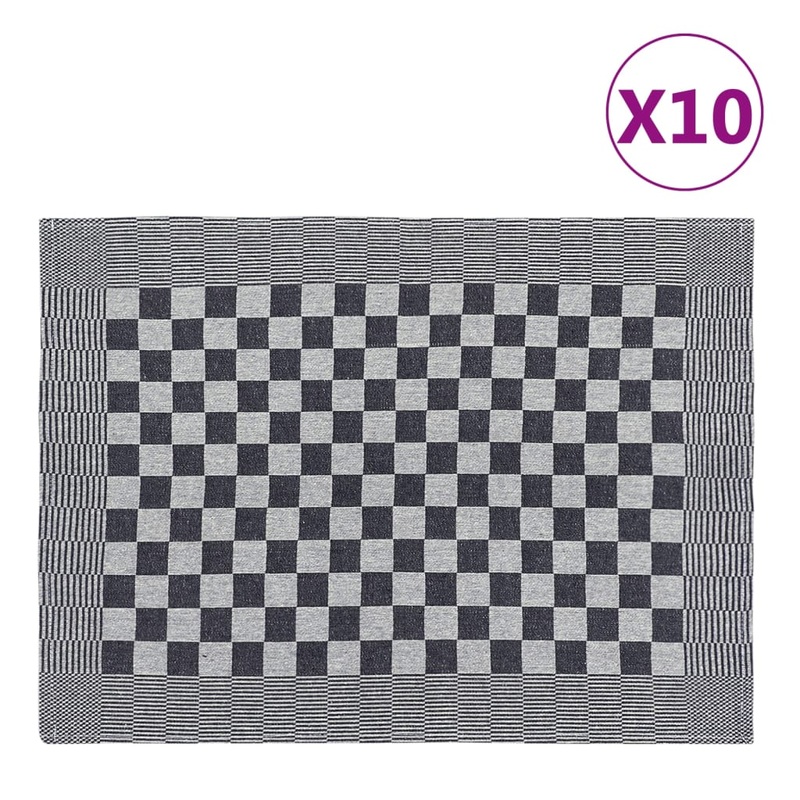 Berkfield Kitchen Towels 10 pcs Black and White 50×70 cm Cotton