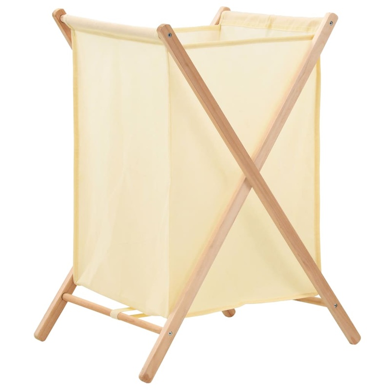 Berkfield Laundry Basket Cedar Wood and Fabric Beige 42x41x64 cm