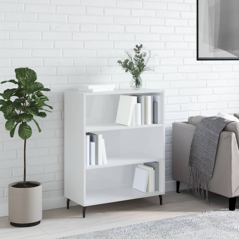 Berkfield Shelf Cabinet High Gloss White 69.5×32.5×90 cm Engineered Wood