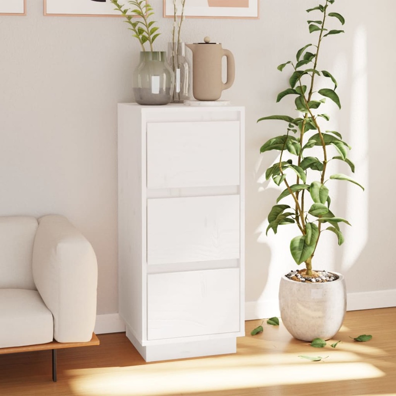 Berkfield Sideboard White 32x34x75 cm Solid Wood Pine