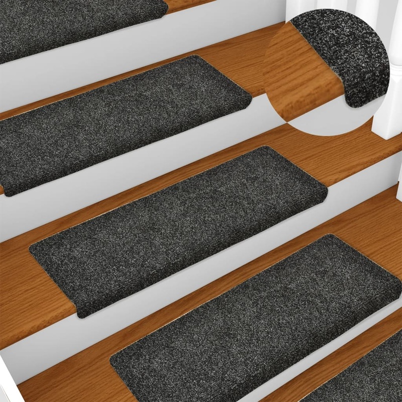 Berkfield Stair Mats 10 pcs Grey 65x21x4 cm Needle Punch