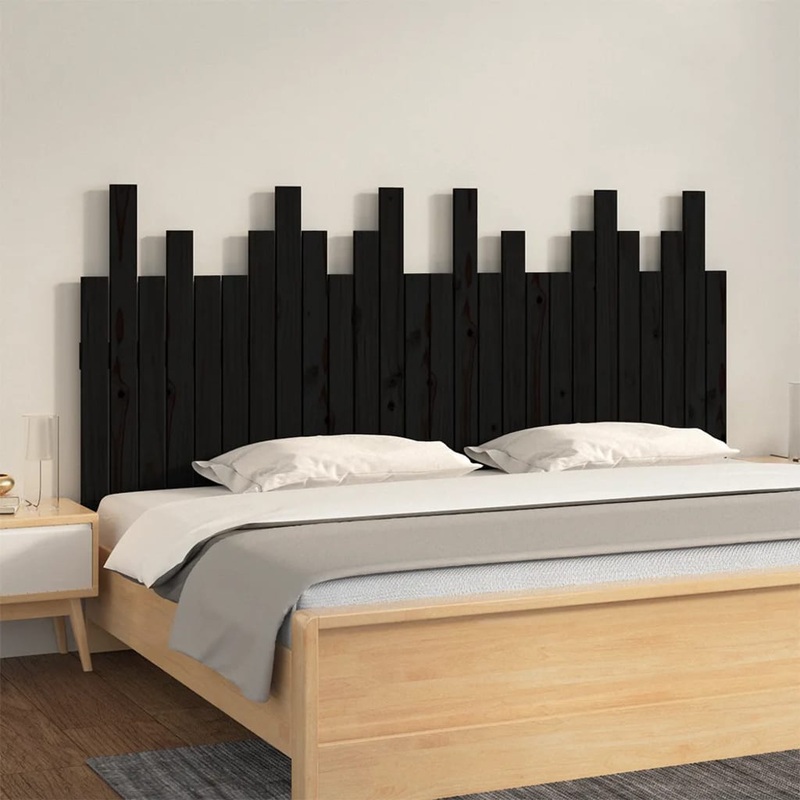 Berkfield Wall Headboard Black 166x3x80 cm Solid Wood Pine