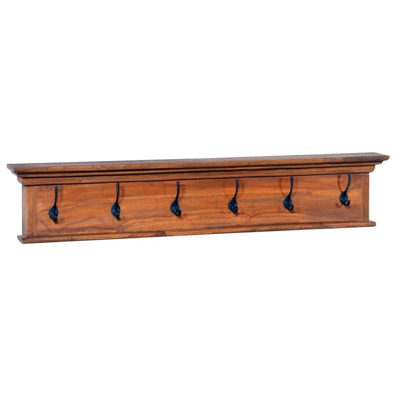Berkfield Wall Mounted Coat Rack 100x10x20 cm Solid Teak Wood