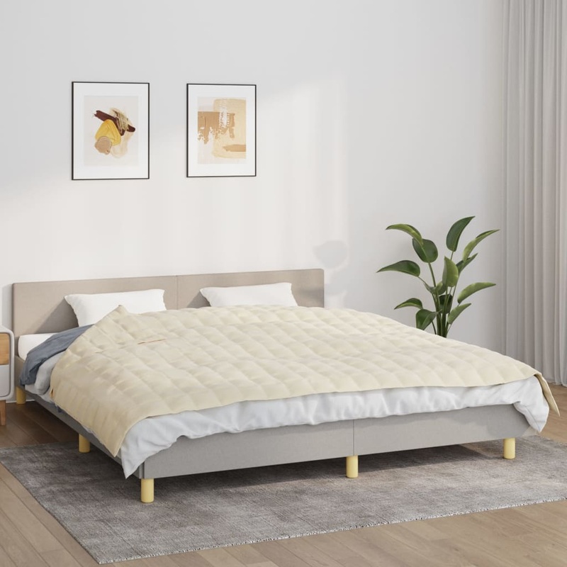 Berkfield Weighted Blanket Light Cream 155×220 cm 7 kg Fabric