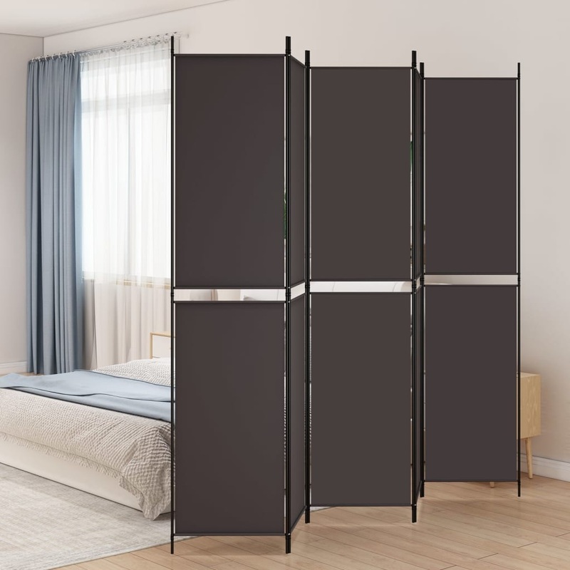 Berkfield 5-Panel Room Divider Brown 250×220 cm Fabric