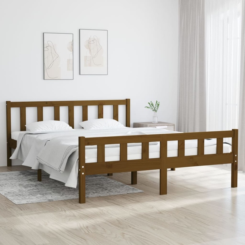 Berkfield Bed Frame Honey Brown Solid Wood 140×200 cm