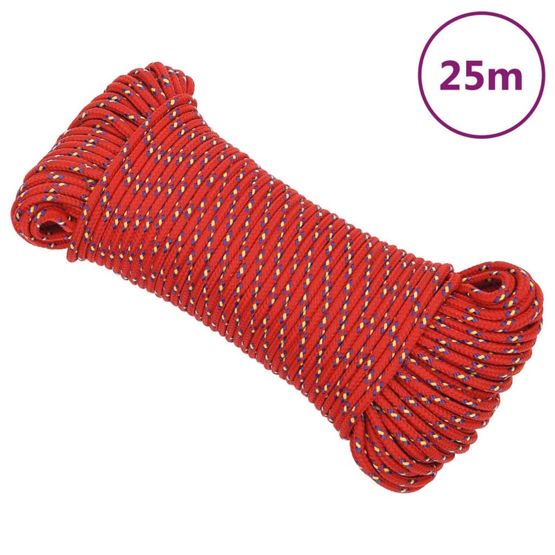 Berkfield Boat Rope Red 4 mm 25 m Polypropylene