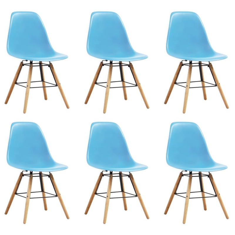 Berkfield Dining Chairs 6 pcs Blue Plastic