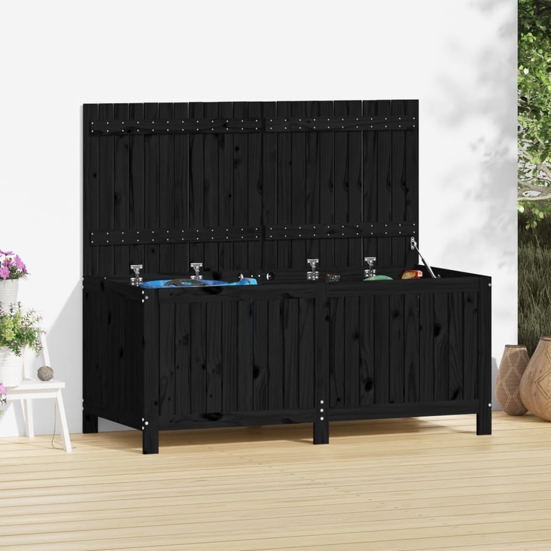 Berkfield Garden Storage Box Black 147x68x64 cm Solid Wood Pine
