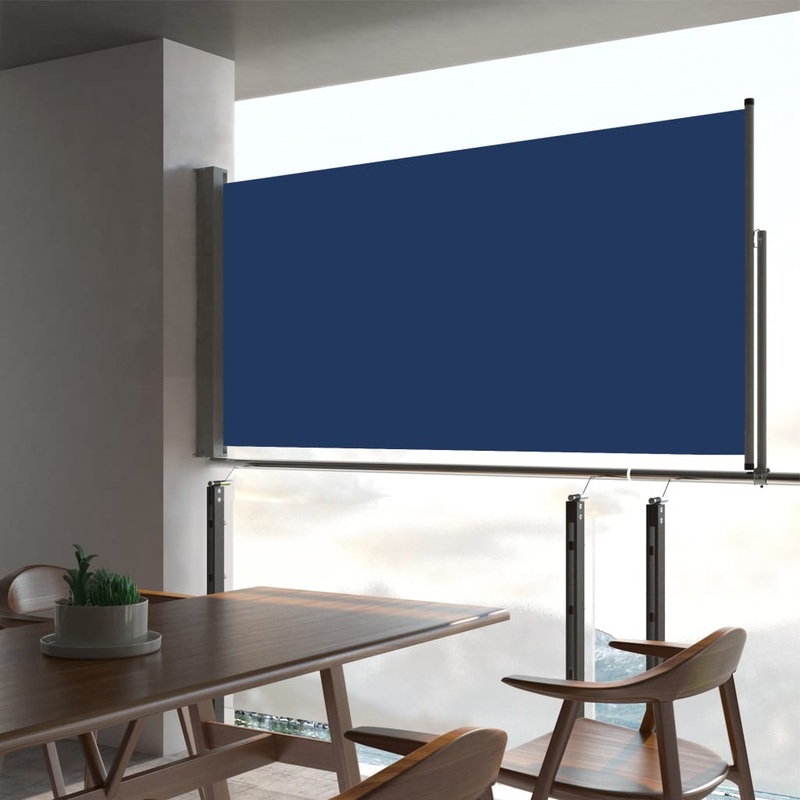 Berkfield Patio Retractable Side Awning 80×300 cm Blue