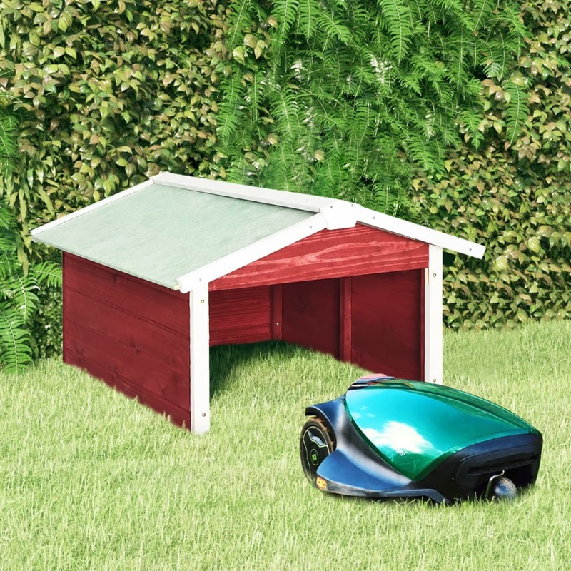 Berkfield Robotic Lawn Mower Garage 72x87x50 cm Red and White Firwood
