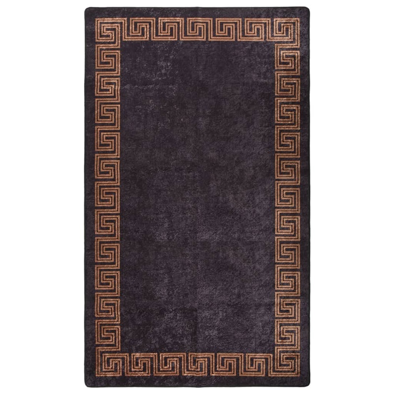 Berkfield Rug Washable 190×300 cm Black and Gold Anti Slip