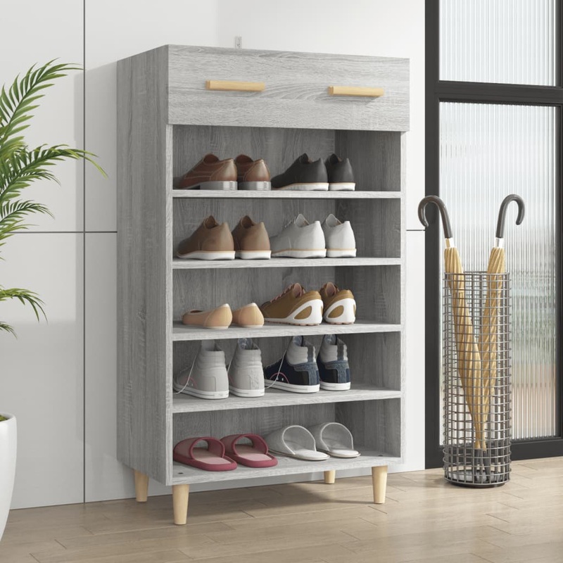 Berkfield Shoe Cabinet Grey Sonoma 60x35x105 cm Engineered Wood