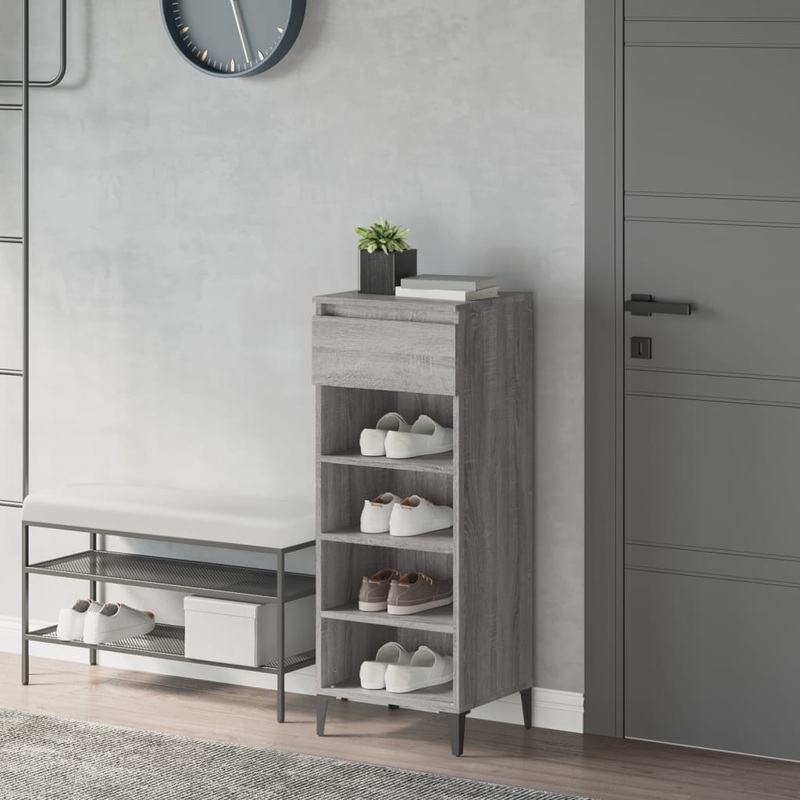 Berkfield Shoe Rack Grey Sonoma 40x36x105 cm Engineered Wood