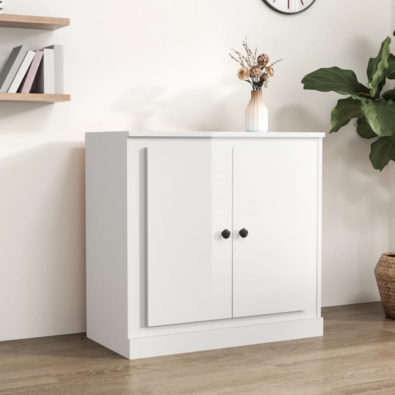 Berkfield Sideboard High Gloss White 70×35.5×67.5 cm Engineered Wood