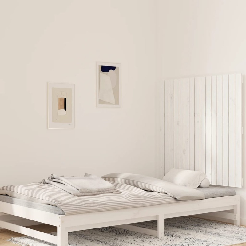 Berkfield Wall Headboard White 95.5x3x90 cm Solid Wood Pine
