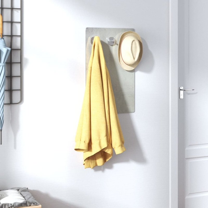 Berkfield Wall Mounted Coat Rack 40×25 cm Tempered Glass Stone Wall