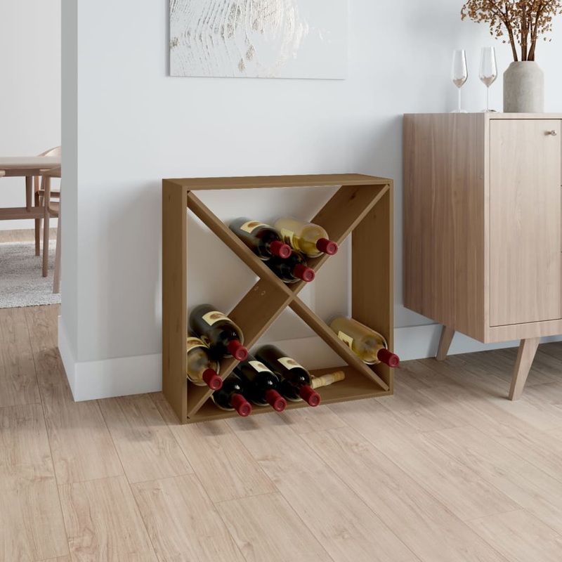 Berkfield Wine Cabinet Honey Brown 62x25x62 cm Solid Wood Pine