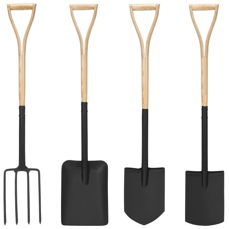 Berkfield 4 Piece Garden Tool Set YD Grip Steel and Ashwood