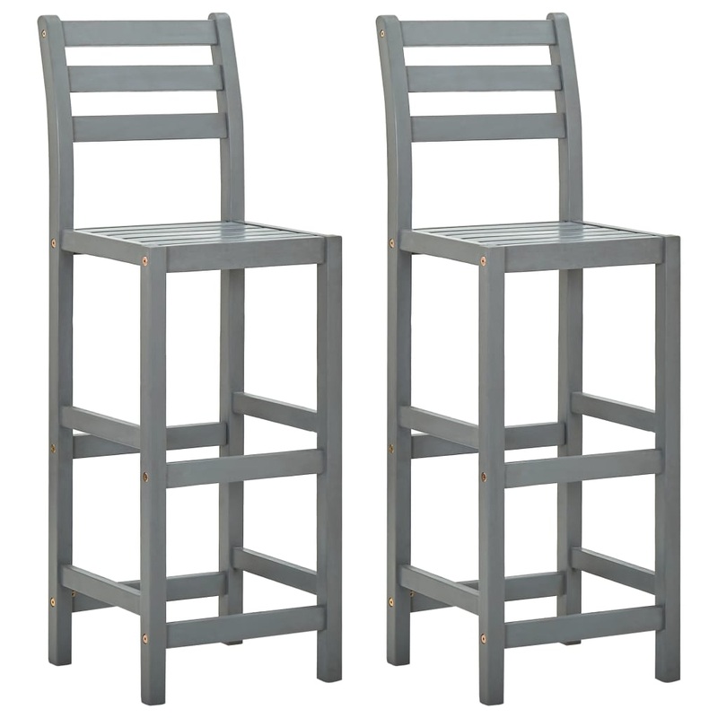 Berkfield Bar Stools 2 pcs Grey Solid Acacia Wood