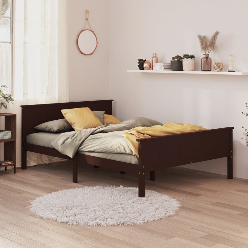 Berkfield Bed Frame Dark Brown Solid Wood Pine 160×200 cm