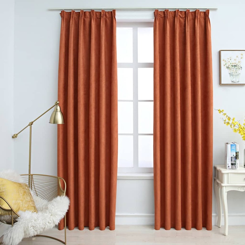 Berkfield Blackout Curtains with Hooks 2 pcs Rust 140×175 cm