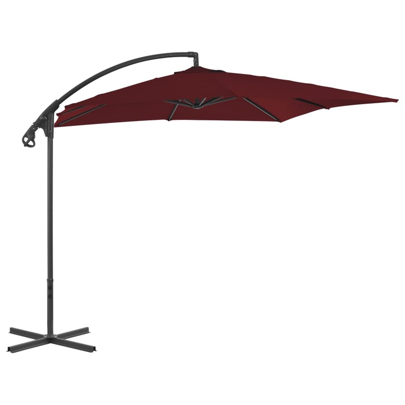 Berkfield Cantilever Umbrella with Steel Pole 250×250 cm Wine Red