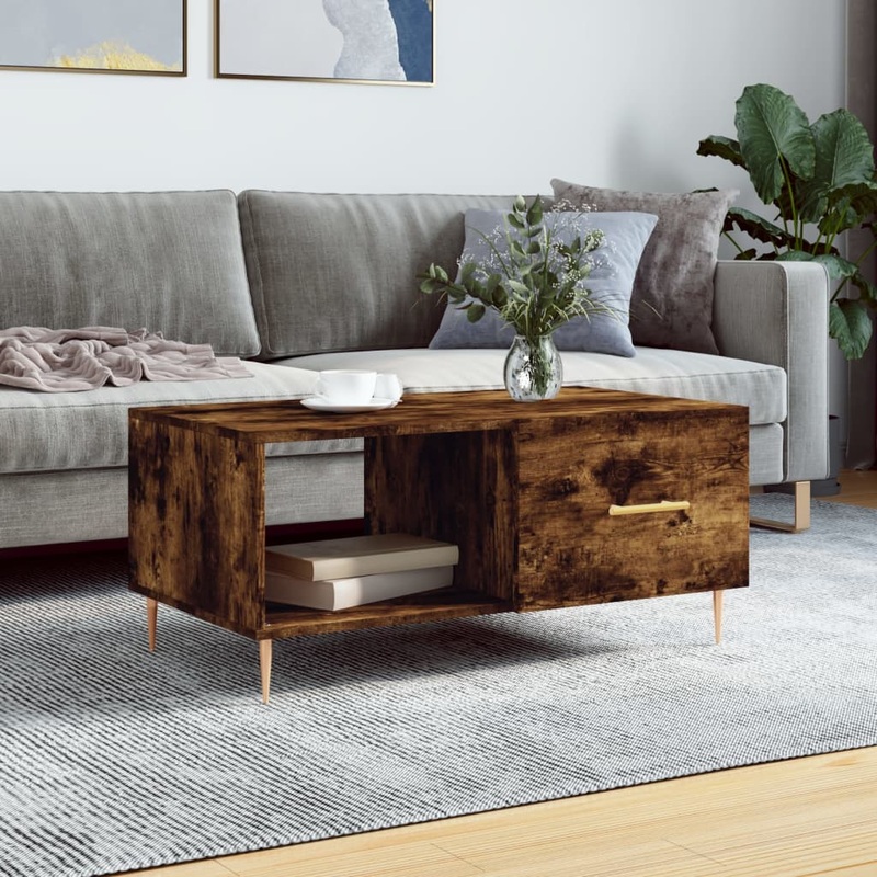 Berkfield Coffee Table Smoked Oak 90x50x40 cm Engineered Wood