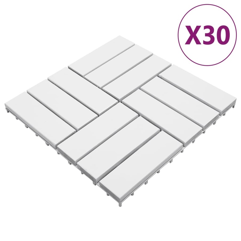 Berkfield Decking Tiles 30 pcs White 30×30 cm Solid Wood Acacia
