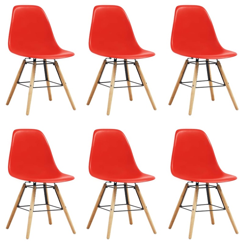 Berkfield Dining Chairs 6 pcs Red Plastic