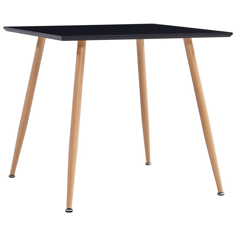 Berkfield Dining Table Black and Oak 80.5×80.5×73 cm MDF