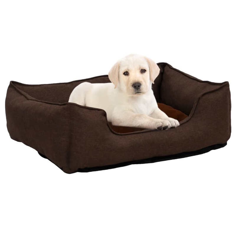 Berkfield Dog Bed Brown 65x50x20 cm Linen Look Fleece