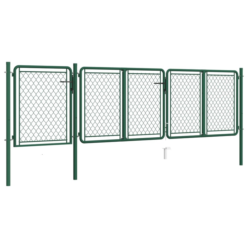 Berkfield Garden Gate Steel 75×395 cm Green