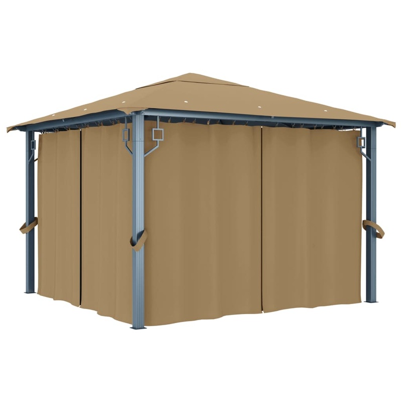 Berkfield Gazebo with Curtain 300×300 cm Taupe Aluminium