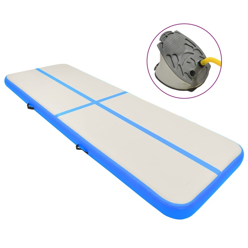 Berkfield Inflatable Gymnastics Mat with Pump 300x100x20 cm PVC Blue