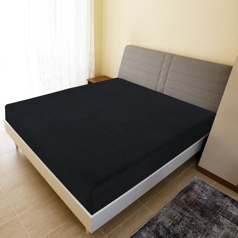 Berkfield Jersey Fitted Sheet Black 160×200 cm Cotton