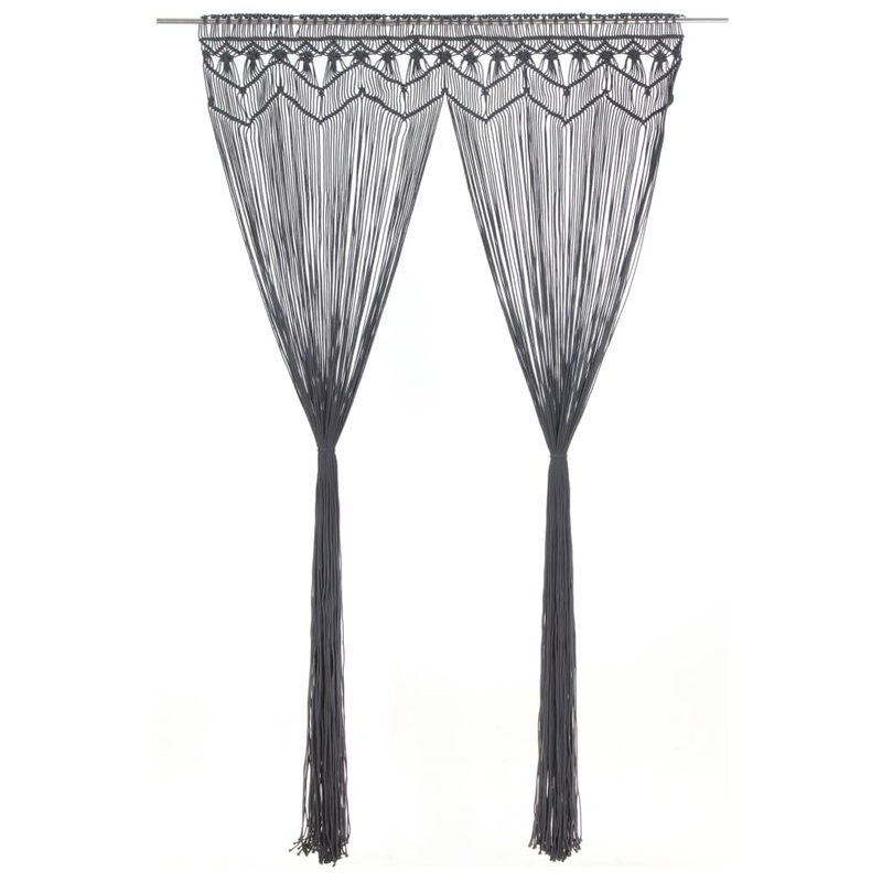 Berkfield Macrame Curtain Anthracite 140×240 cm Cotton