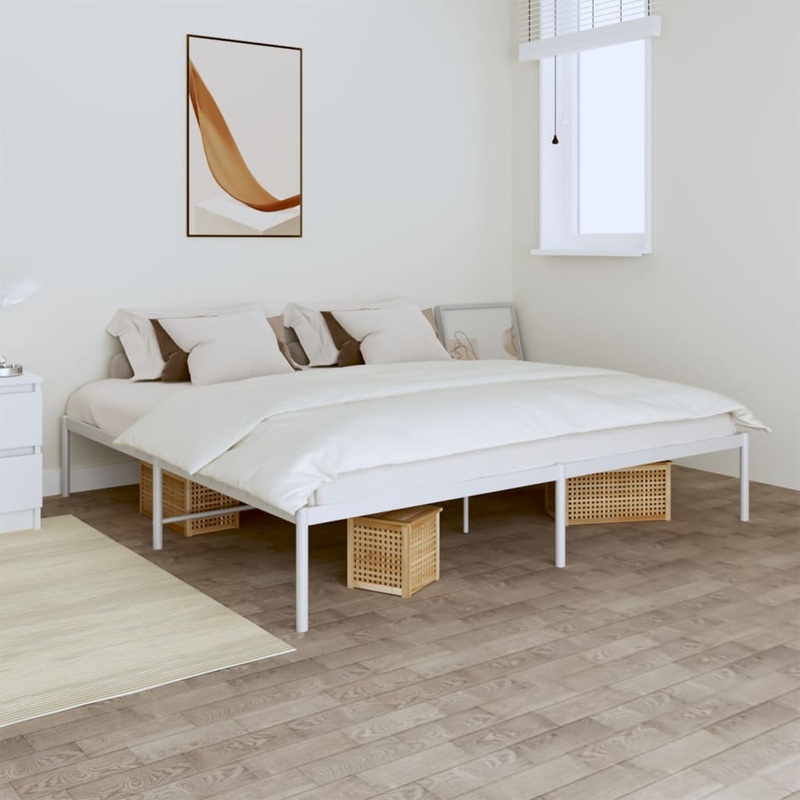 Berkfield Metal Bed Frame White 200×200 cm