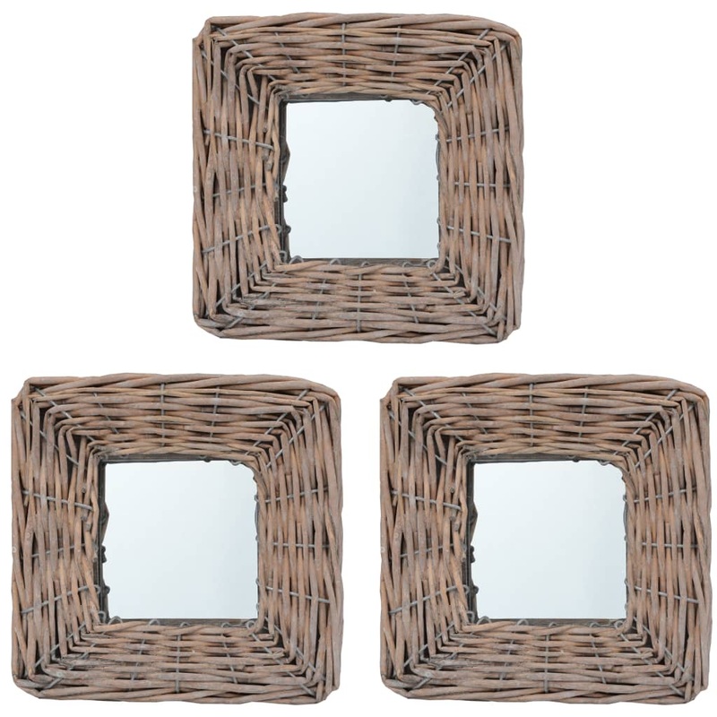 Berkfield Mirrors 3 pcs 15×15 cm Wicker