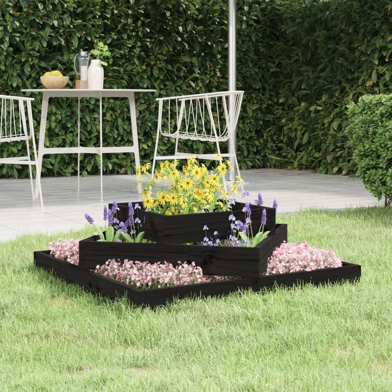 Berkfield Planter Black 83x83x27 cm Solid Wood Pine