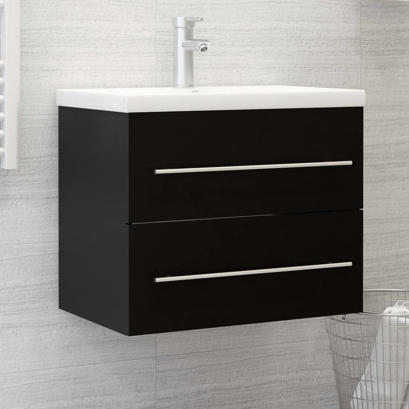 Berkfield Sink Cabinet Black 60×38.5×48 cm Engineered Wood