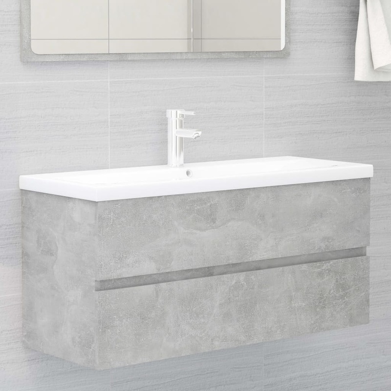 Berkfield Sink Cabinet Concrete Grey 100×38.5×45 cm Engineered Wood