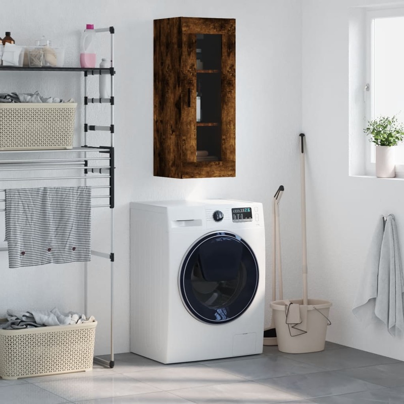Berkfield Wall Mounted Cabinet Smoked Oak 34.5x34x90 cm