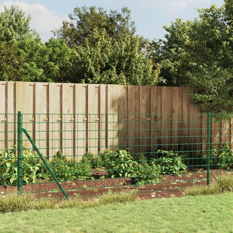 Berkfield Wire Mesh Fence with Spike Anchors Green 1.1×25 m